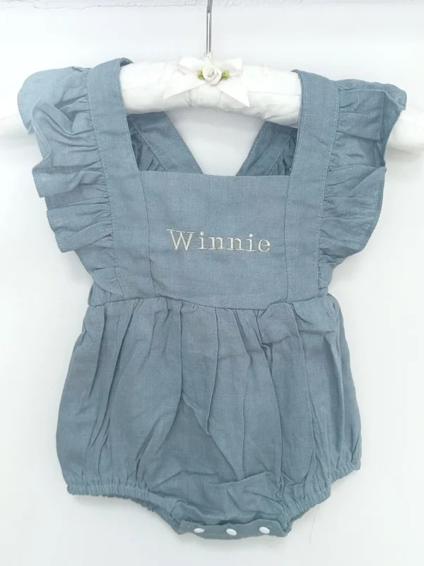 The Personalised Ruffle Romper - Blue<Boutique Bonita Discount