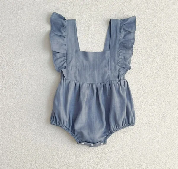 The Personalised Ruffle Romper - Blue<Boutique Bonita Discount