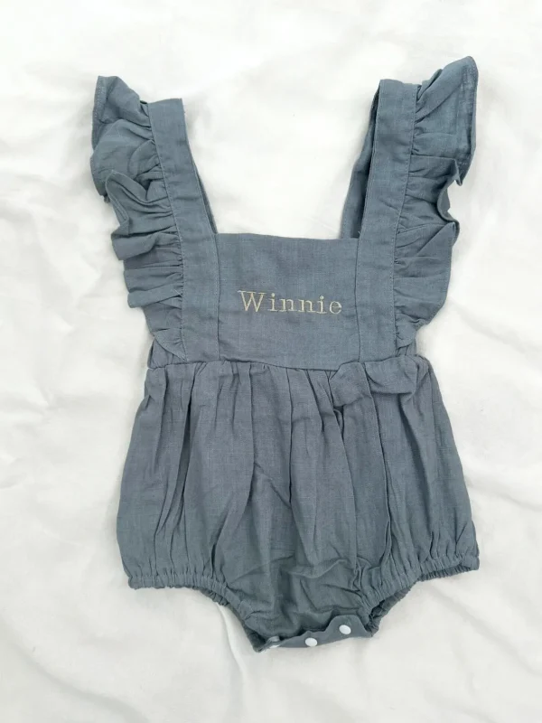 The Personalised Ruffle Romper - Blue<Boutique Bonita Discount