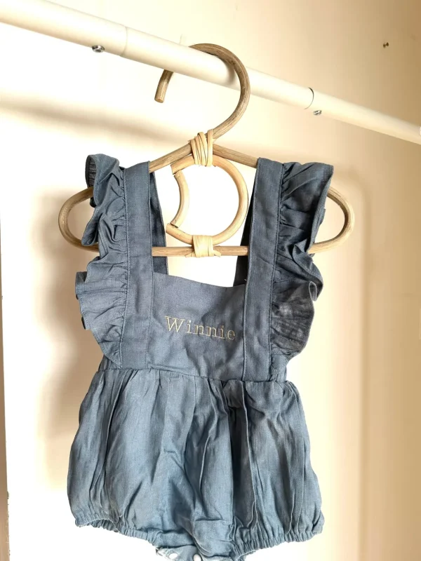 The Personalised Ruffle Romper - Blue<Boutique Bonita Discount