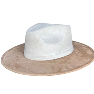 Vegan Suede Unisex Rancher Hat - Ivory with Tan<Boutique Bonita New