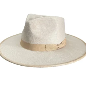 Vegan Suede Unisex Rancher Hat - Ivory with Nude Bow<Boutique Bonita New