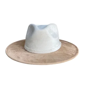 Vegan Suede Unisex Rancher Hat - Ivory with Tan<Boutique Bonita New