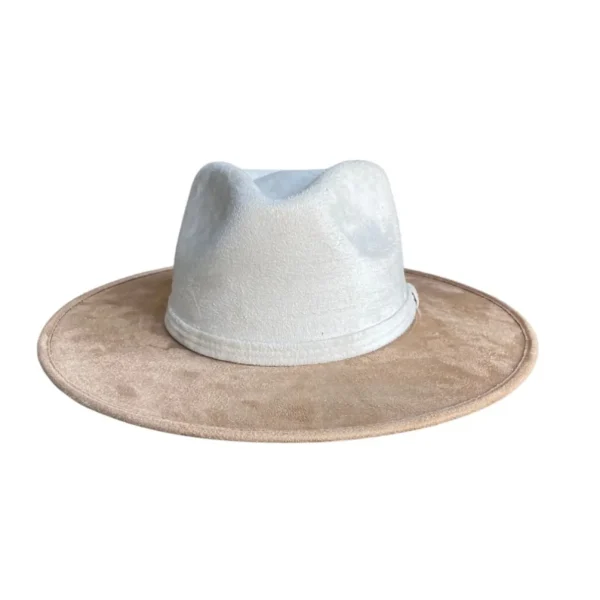 Vegan Suede Unisex Rancher Hat - Ivory with Tan<Boutique Bonita New