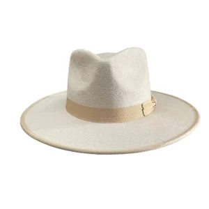 Vegan Suede Unisex Rancher Hat - Ivory with Nude Bow<Boutique Bonita New