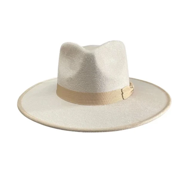 Vegan Suede Unisex Rancher Hat - Ivory with Nude Bow<Boutique Bonita New