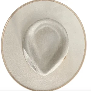 Vegan Suede Unisex Rancher Hat - Ivory with Nude Bow<Boutique Bonita New