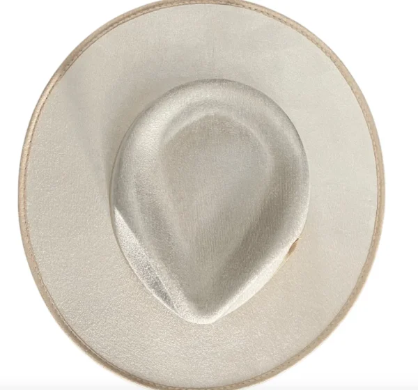 Vegan Suede Unisex Rancher Hat - Ivory with Nude Bow<Boutique Bonita New