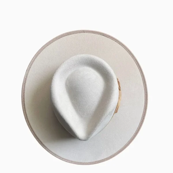 Vegan Suede Unisex Rancher Hat - Ivory with Nude Bow<Boutique Bonita New